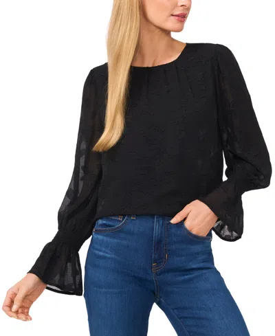 Cece Women's Smocked-cuff Blouse In Rich Black