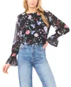 Cece Floral Stripe Top In Black