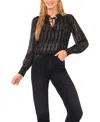 Cece Bead Detail Tie Neck Top In Animal Print