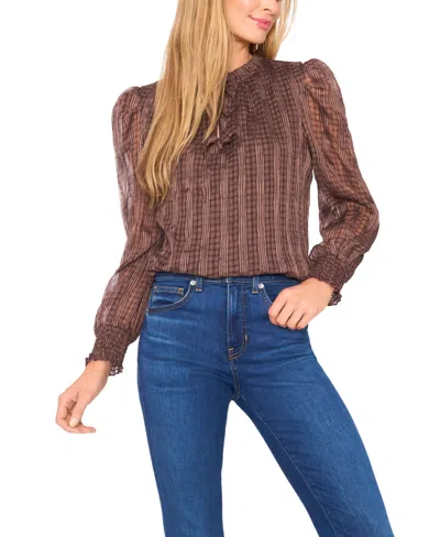 Cece Women's Smocked Cuff Ruffle Top In Multi