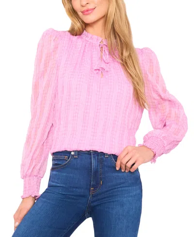 Cece Women's Smocked Cuff Ruffle Top In Pink