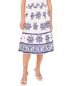 Cece Embroidered Medallion Cotton Skirt In Blue