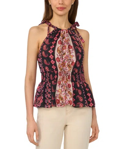 Cece Women's Smocked Waist Halter Neck Top In Multi