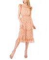 Cece Floral Ruffle Midi Dress In Mint Lime
