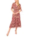 Cece Floral Print Smocked Waist Maxi Dress In Multi