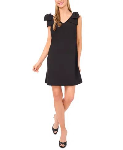Cece Women's Solid-color V-neck Shoulder-bow Short Dress