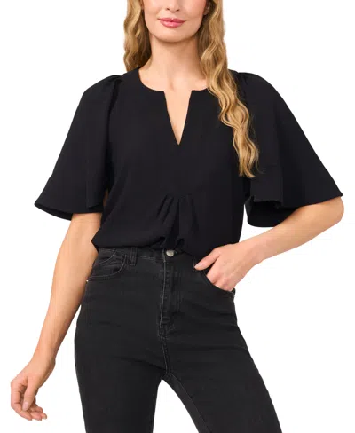 Cece Women's Solid Flutter-sleeve V-neck Top