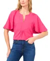 Cece Ruffle Sleeve Drop Shoulder Blouse In Bright Rose