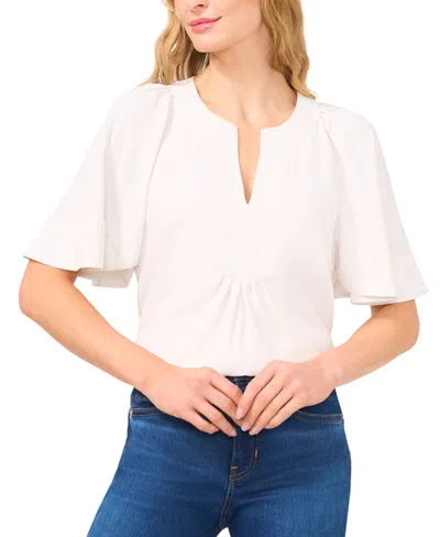 Cece Women's Solid Flutter-sleeve V-neck Top In New Ivory