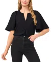 Cece Women's Solid Flutter-sleeve V-neck Top In Black