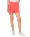 Cece Pleated High Waist Shorts In Calypso Coral