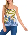 Cece Floral Cotton Peplum Camisole In Neutral