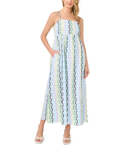 Cece Eyelet Stripe Maxi Dress In White
