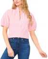 Cece Women's Split-neck Raglan-sleeve Cotton Blouse In Confetti Pink