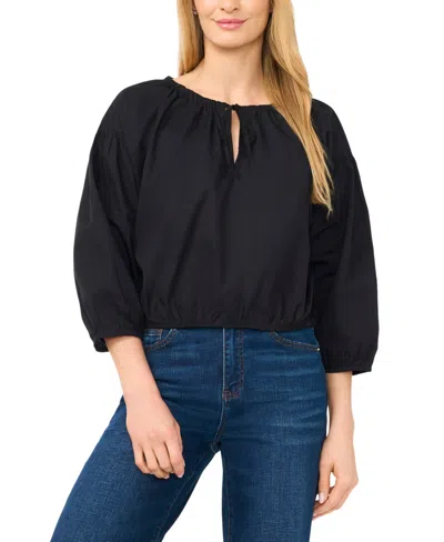 Cece Women's Split Tie Neck Bubble Blouse In Black