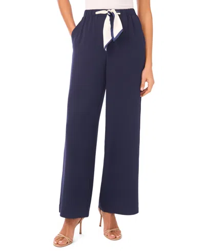Cece Women's Straight Leg Contrast Tie Pants In Blue