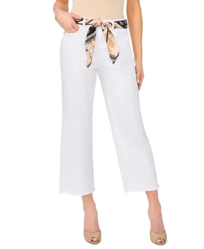 Cece Women's Straight Leg Cropped Pants In White