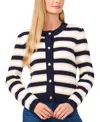 Cece Women's Striped Cardigan In Classic Navy