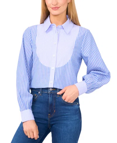 Cece Women's Striped Cotton Shirt In White