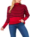 Cece Stripe Turtleneck Sweater In Glamour Red