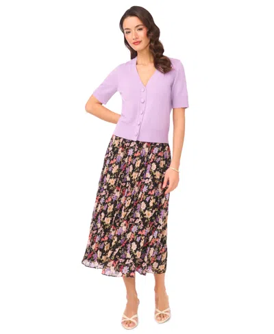 Cece Women's Sunburst Pleat Detail Midi Skirt In Black