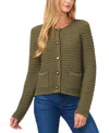 Cece Texture Cardigan In Green