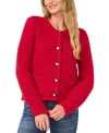 Cece Women's Textured Knit Patch Pocket Cardigan In Red Hot