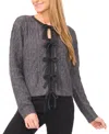 Cece Bow Front Cable Stitch Cardigan In Gray