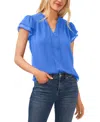 Cece Women's Tie-neck Short Flutter-sleeve Blouse In Tropic Night