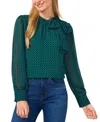 Cece Print Tie Neck Shirt In Lush Meadow