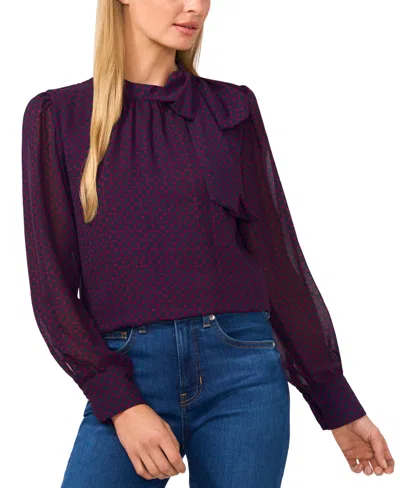Cece Women's Tie-neck Geo-print Blouse In Pickled Beet