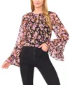 Cece Women's Tiered Flowy Keyhole Top In Pink