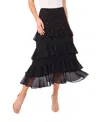 Cece Women's Tiered Ruffle Flounce Midi Skirt In Black