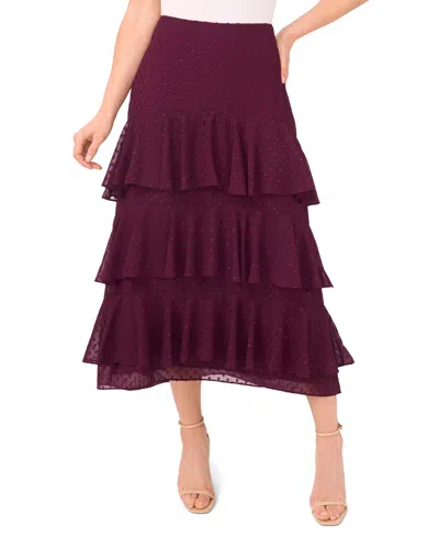 Cece Women's Tiered Ruffle Flounce Midi Skirt In Purple