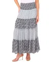 Cece Mix Print Tiered Maxi Skirt In Black
