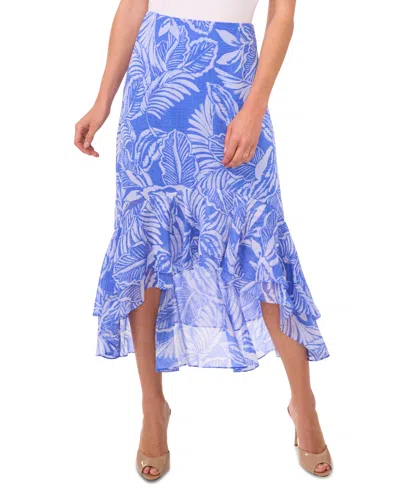 Cece Women's Tropical Ruffled High-low Midi Skirt In Tropic Night