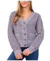Cece Tuck Stitch Grandpa Button-up Cardigan In Purple