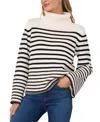 Cece Stripe Turtleneck Sweater In Antique White