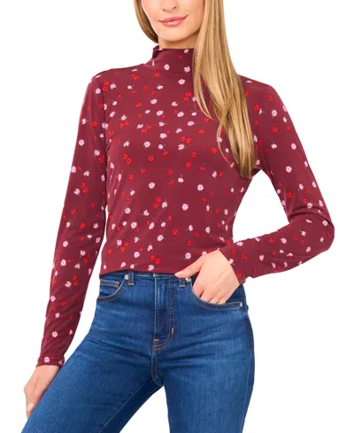 Cece Women's Turtleneck Long Sleeve Top In Burgundy
