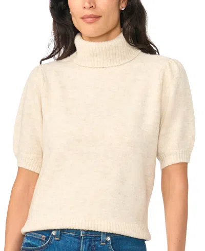 Cece Women's Turtleneck Short-sleeve Puff-sleeve Sweater In Dark Cocoa