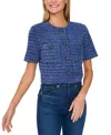 Cece Crop Tweed Jacket In Ocean Blue