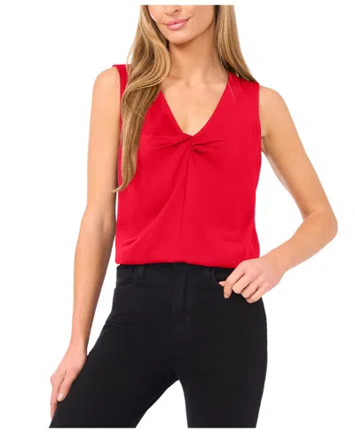 Cece Sleeveless Twist Neck Top In Red