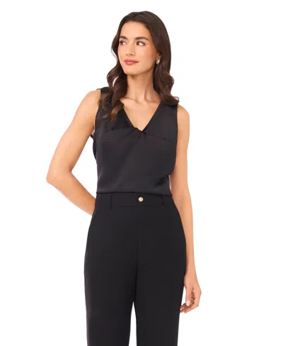Cece Women's Twist V-neck Sleeveless Top In Black