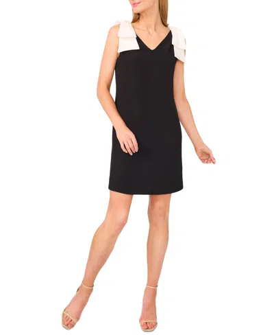 Cece Women's V-neck Contrast-bow Sleeveless Dress
