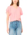 Cece Double Flutter Sleeve V-neck Top In Pink