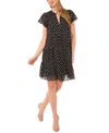 Cece Embroidered Floral Flutter Sleeve Tiered Minidress In Black