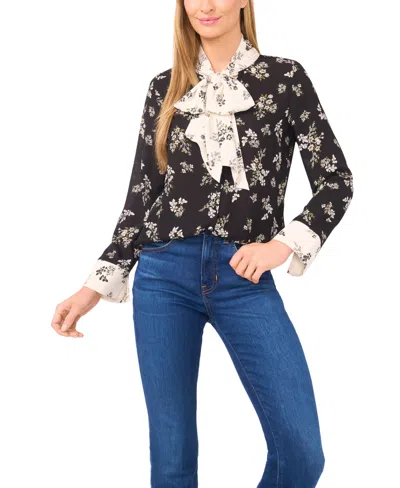 Cece Women's V-neck Long Sleeve Top In Multi