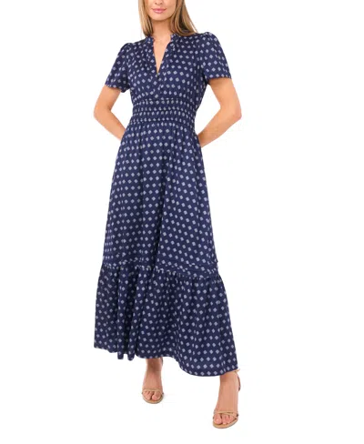 Cece Women's V-neck Short Sleeve Maxi Dress In Blue