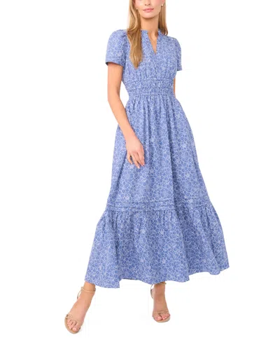 Cece Women's V-neck Short-sleeve Maxi Dress In Blue
