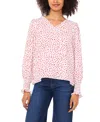 Cece Women's V-neck Smocked Cuff Top In Pink
